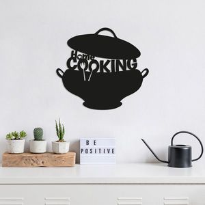 Decoratiune de perete, Cooking, Metal, Dimensiune: 45 x 40 cm, Negru imagine