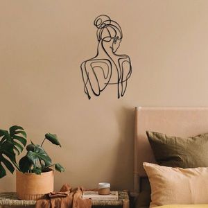 Decoratiune de perete, Woman Silhouette, Otel, 34 x 61 cm, Negru imagine