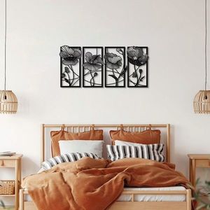 Decoratiune de perete, Blossom, Otel, 95 x 46 cm, Negru imagine