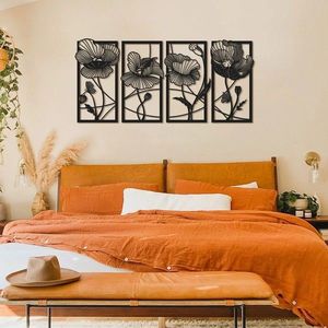Decoratiune de perete, Blossom, Otel, 135 x 63 cm, Negru imagine