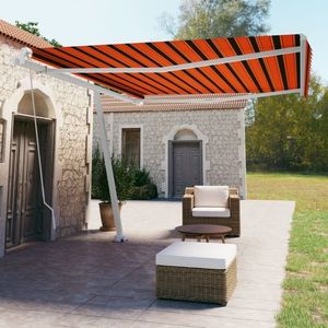 vidaXL Copertină retractabilă manual, portocaliu și maro, 450x350 cm imagine