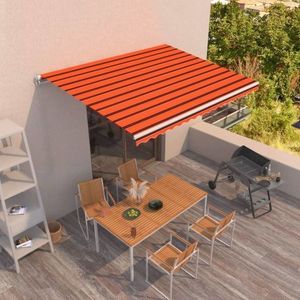 vidaXL Copertină retractabilă manual, portocaliu și maro, 450x350 cm imagine