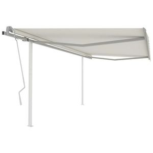 vidaXL Copertină retractabilă manual, cu stâlpi, crem, 4, 5x3, 5 m imagine