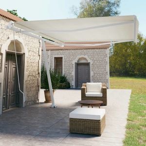 vidaXL Copertină autonomă retractabilă manual, crem, 450x350 cm imagine