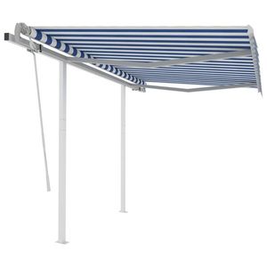 vidaXL Copertină retractabilă manual cu stâlpi albastru/alb 3, 5x2, 5 m imagine