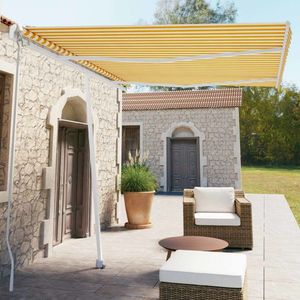 vidaXL Copertină autonomă retractabilă manual, galben/alb, 350x250 cm imagine