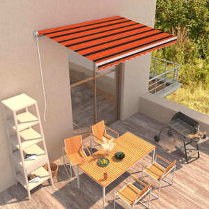 vidaXL Copertină retractabilă manual, portocaliu & maro, 350 x 250 cm imagine