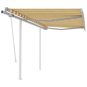 vidaXL Copertină retractabilă manual cu stâlpi galben/alb 3, 5x2, 5 m imagine