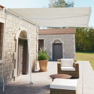 vidaXL Copertină autonomă retractabilă manual, crem, 350x250 cm imagine