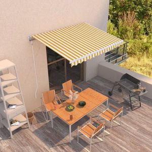 vidaXL Copertină retractabilă manual, galben și alb, 350x250 cm imagine