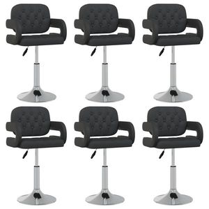 vidaXL Scaune de bucătărie pivotante, 6 buc., negru, piele ecologică imagine