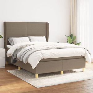 vidaXL Pat continental cu saltea gri taupe 140x200 cm material textil imagine
