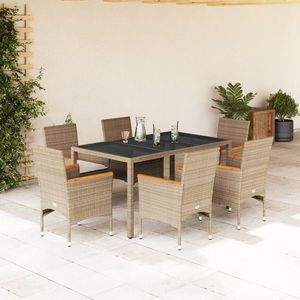 vidaXL Set mobilier de grădină cu perne 7 piese bej poliratan & sticlă imagine
