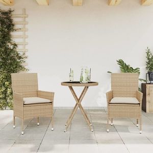 vidaXL Set mobilier de grădină, 3 piese, bej, poliratan imagine