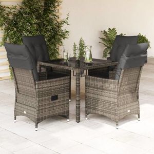 vidaXL Set mobilier de grădină cu perne, 5 piese, gri, poliratan imagine