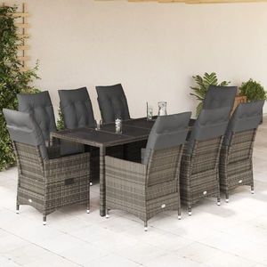 vidaXL Set mobilier grădină cu perne, 9 piese, gri, poliratan imagine