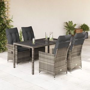 vidaXL Set mobilier de grădină cu perne, 5 piese, gri, poliratan imagine