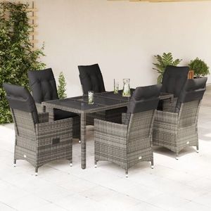 vidaXL Set mobilier de grădină cu perne, 7 piese, gri, poliratan imagine