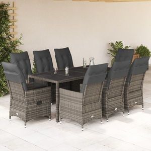 vidaXL Set mobilier grădină cu perne, 9 piese, gri, poliratan imagine