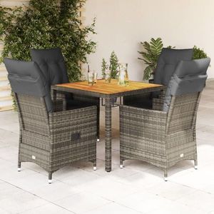 vidaXL Set mobilier grădină cu perne 5 piese gri poliratan/lemn acacia imagine