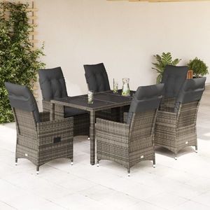 vidaXL Set mobilier de grădină cu perne, 7 piese, gri, poliratan imagine