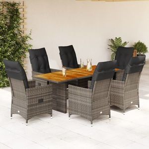 vidaXL Set mobilier de grădină cu perne, 7 piese, gri, poliratan imagine