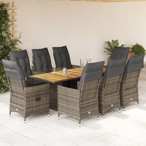 vidaXL Set mobilier grădină cu perne, 9 piese, gri, poliratan imagine
