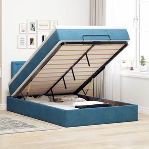 vidaXL Cadru de pat otoman cu saltea Albastru închis 120x200cm catifea imagine
