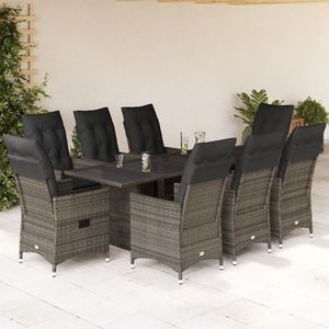 vidaXL Set mobilier grădină cu perne, 9 piese, gri, poliratan imagine