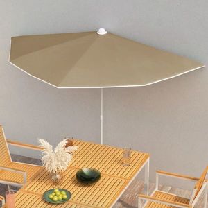 vidaXL Umbrelă de grădină cu stâlp, gri taupe, 180x90 cm, semirotundă imagine