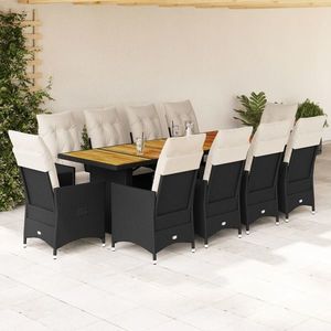 vidaXL Set mobilier de grădină, 11 piese, negru imagine