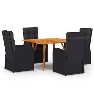 Set mobilier de grădină din ratan cu 4 scaune si masa cu blat de lemn imagine