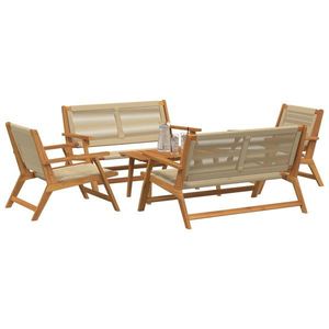 vidaXL Scaune de grădină cu masă 5 piese Bej Lemn Solid Acacia imagine
