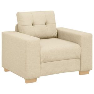 vidaXL Set canapea, 3 piese, perne crem, textil imagine