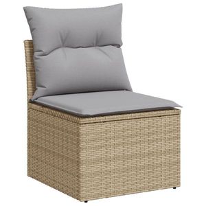 vidaXL Set canapea grădină 10 piese perne bej ratan poli acacia imagine