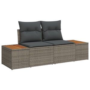 vidaXL Set de dining pentru grădină , 8 piese cu perne, gri, ratan polyester, acacia imagine