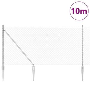 vidaXL Împrejmuire din plasă de lanț cu 7 țevi de sprijin 1.4x10 m Oțel galvanizat imagine