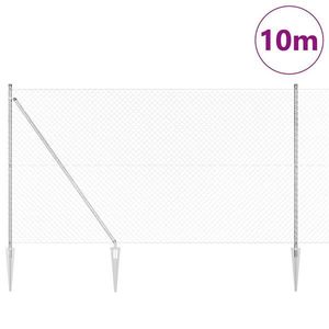 vidaXL Gard cu plasă cu 7 piloni cu vârfuri 1.6x10 m Oțel galvanizat imagine