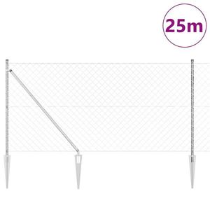 vidaXL Gard din plasă de lanț cu 13 stâlpi cu vârf 1.2 x 25 m Oțel galvanizat imagine
