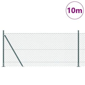 vidaXL Gard din plasă de lanț cu 7 stâlpi flanșați 1x10 m Oțel galvanizat imagine