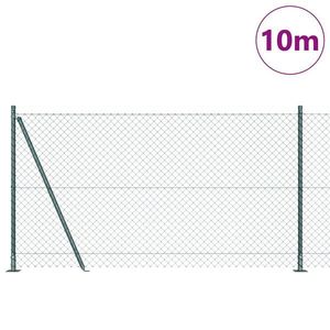 vidaXL Plasă cu diametru mic cu 7 stâlpi flanșați 1.2x10 m Oțel galvanizat imagine