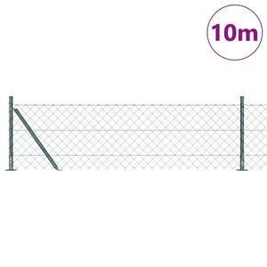vidaXL Împrejmuire din plasă de lanț cu 7 posturi flansate 0, 4x10 m Oțel galvanizat imagine