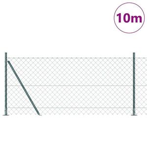 vidaXL Împrejmuire cu plasă de sârmă cu 7 stâlpi flansați 1x10 m din oțel galvanizat imagine