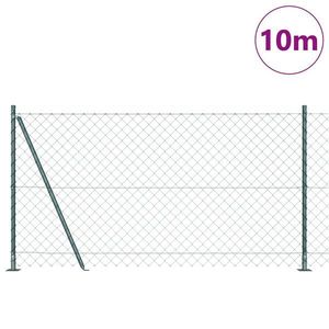 vidaXL Gard de legătură cu lanț cu 7 stâlpi flanșați 1.2x10 m oțel galvanizat imagine