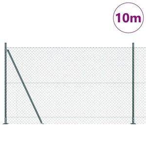 vidaXL Gard de sârmă împletită cu 7 stâlpi flansați 1.4x10 m din oțel galvanizat imagine