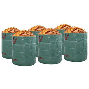 Bună, saci de deșeuri pentru grădină vidaXL cu mânere 12 bucăți, pliabili, rotunzi, verzi, 120 L imagine