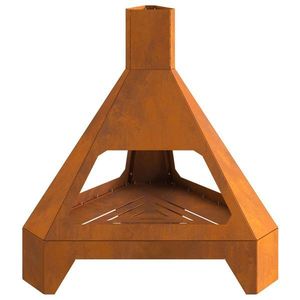 vidaXL Vatră de foc cu horn, 50x43x52 cm, oțel corten imagine