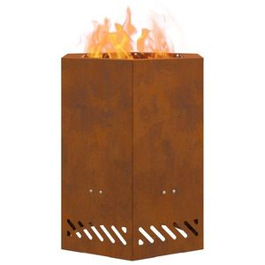 vidaXL Vatră de foc fără fum, hexagonal, 38x38x51 cm, oțel corten imagine