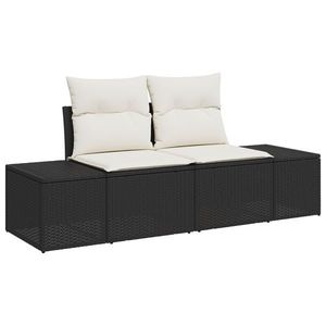 vidaXL Set de Canapea de Grădină cu Pernuțe Negru Rattan PE Acacia imagine