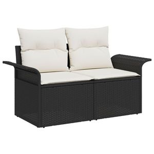 vidaXL Set de Canapea pentru Grădină cu 10 Piese cu Perne Negru Poliratan imagine